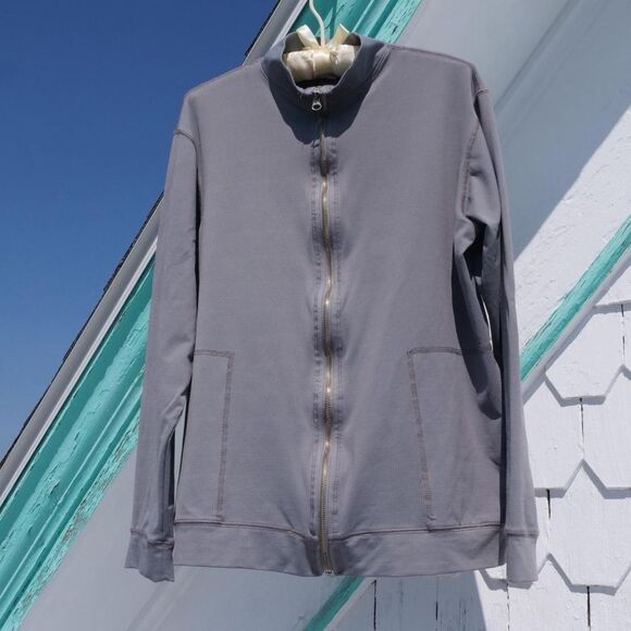 90s minimalist Theodore stone grey zip up sweatshirt/lightweight jacket - Picture 1 of 8